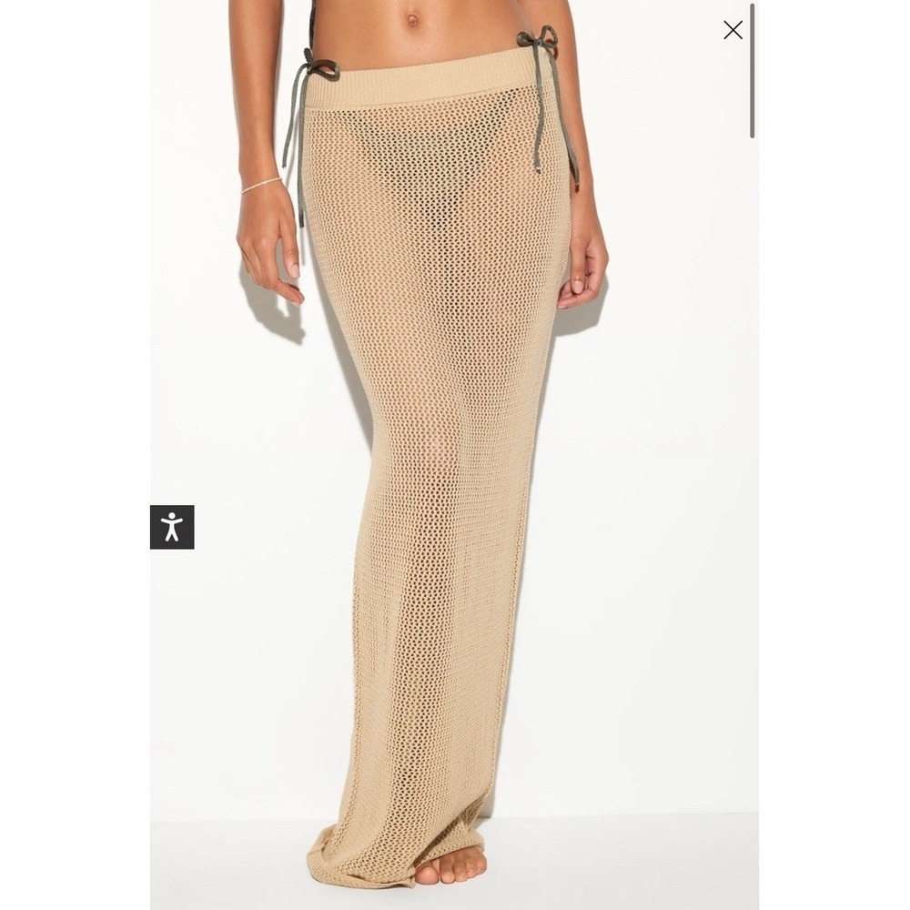 Spiritual Gangster Carmen Crochet Maxi Skirt Size Large NWT Beige Swim Cover Up